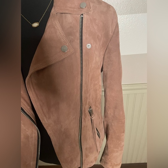 AllSaints Blush Pink 100% Goat Leather Suede Dalby
Biker Jacket Sz 8 (M) - Picture 11 of 16